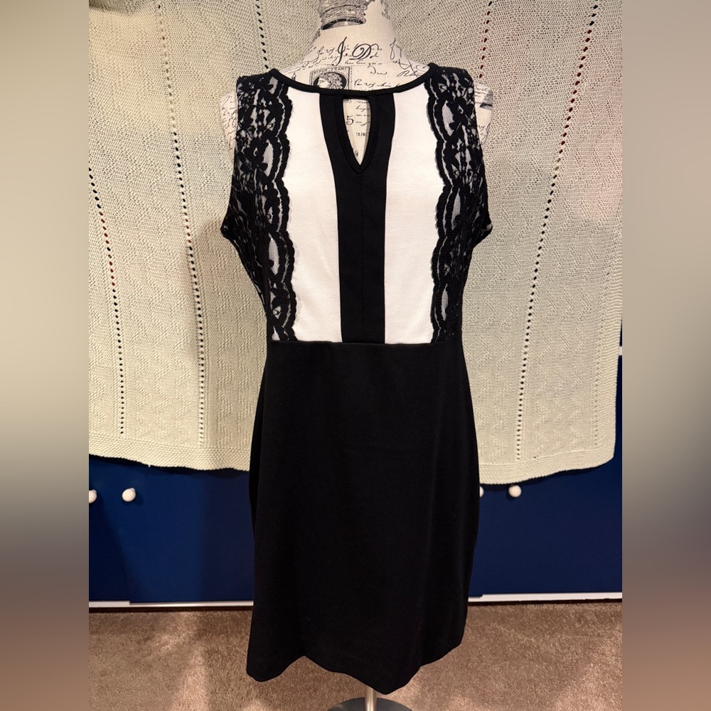 Wedding guest Black and White Lace Mini Dress